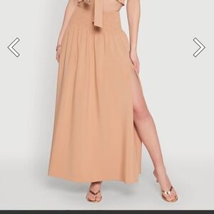 Elegant Tan Maxi Skirt